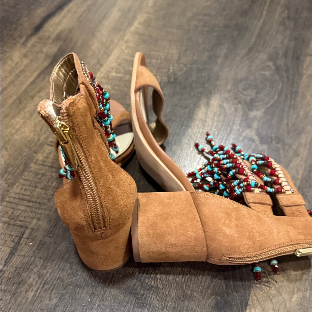 Beaded Tan Sandals - Picture 6 of 6